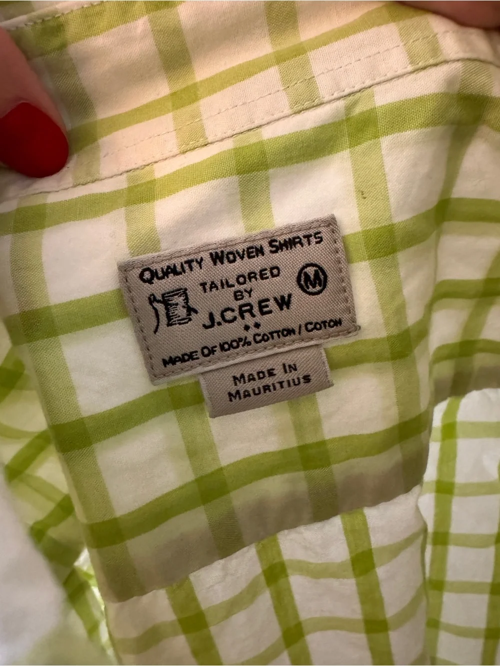 J. Crew Woven Button Down Shirt Men’s Green Windowpane Check Cotton Medium